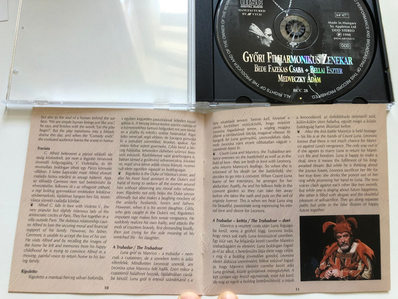 Bede Fazekas Csaba, Bellai Eszter, Győri Filharmonikus Zenekar, Medveczky Ádám – Zalai Hirlap, Vas Nepe, Naplo, Fejer Megyei Hirlap, Dunaujvarosi Hirlap, rtv-tipp / BCC Audio CD 1998 / BCC-28