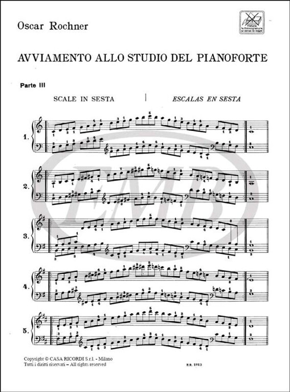 Rochner, Oscar: AVVIAMENTO ALLO STUDIO DEL PIANOFORTE. PARTE III / Ricordi / 1984