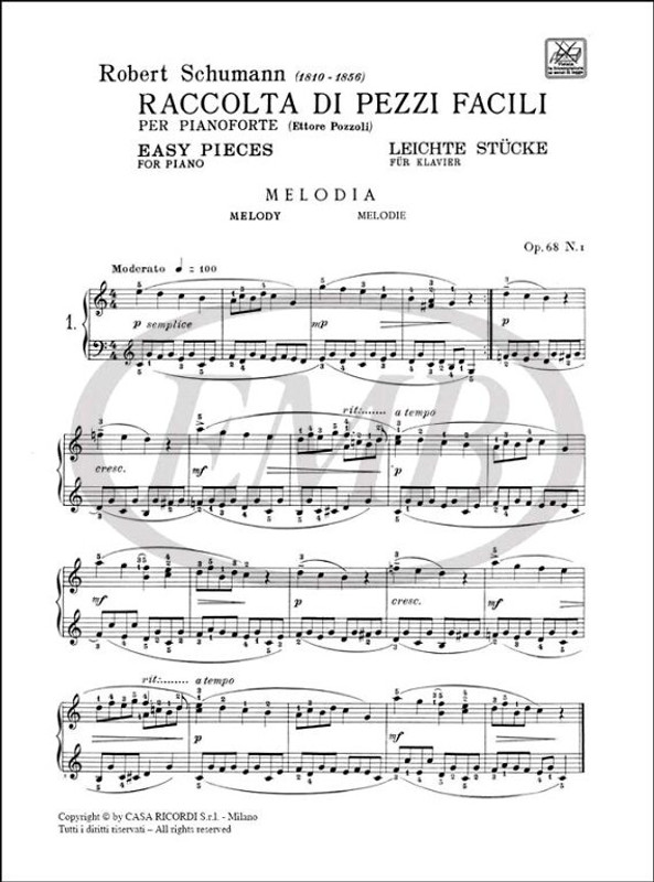 Schumann, Robert: MIO PRIMO SCHUMANN / PER PIANOFORTE / Ricordi / 1984