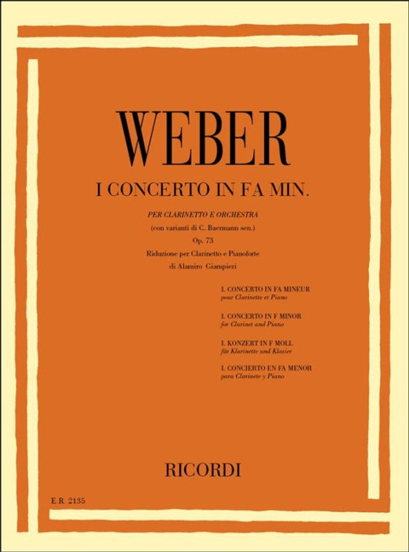 Weber, Carl Maria von: CONC. PER CL.: N.1 IN FA MIN. OP.73 / Ricordi