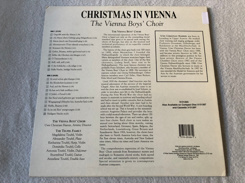 Vienna Boys' Choir, Uwe Christian Harrer – Christmas In Vienna Musical Heritage Society 1991 LP VINYL 513128T