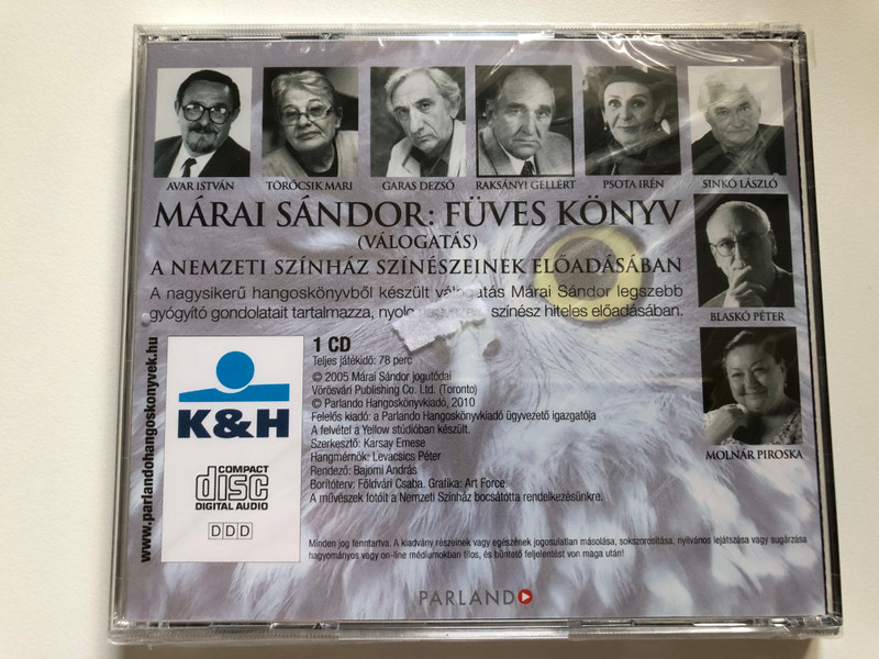 Márai Sándor – Füves Könyv / Valogatas, Avar Istvan, Garas Dezso, Psota Iren, Sinko Laszlo, Blasko Peter, Torocsik Mari, Raksanyi Gelert, Molnar Piroska / Parlando Hangoskönyvkiadó Audio CD 2010
