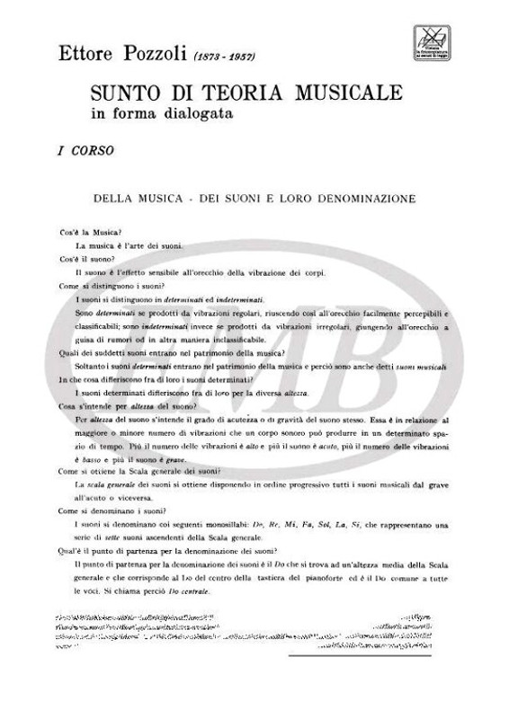 Pozzoli, Ettore: SUNTO DI TEORIA MUSICALE IN FORMA DIALOGATA. I CORSO / Ricordi / 1984 Pozzoli, Ettore: SUNTO DI TEORIA MUSICALE IN FORMA DIALOGATA. I CORSO / Ricordi / 1984