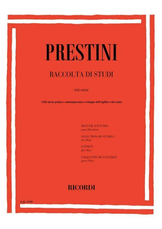 Prestini, Giuseppe, Valentini, Giuseppe: RACCOLTA DI STUDI PER OBOE. UTILI AD UN PRIMO E CONTEMPORA / NEO SVILUPPO DELL'AGILITA E DEL CANTO / Ricordi 