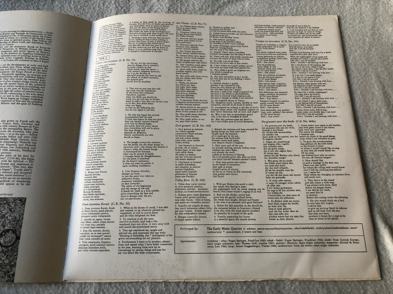 Studio Der Frühen Musik – Carmina Burana (II) (13 Lieder Nach Der Handschrift Aus Benediktbeuern um 1300) / Telefunken / 1968 LP VINYL SAWT 9522 A