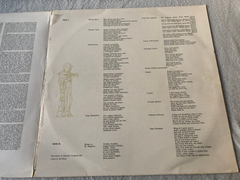 Prague Madrigal Singers, Miroslav Venhoda – Old English Vocal Music (11th - 17th Centuries)  Supraphon  1966 LP VINYL SUA ST 50714