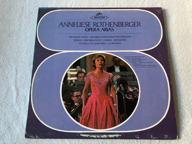 Anneliese Rothenberger – Opera Arias  Seraphim  1969 LP VINYL S-60092