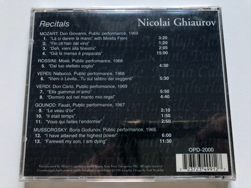 An evening with Nicolai Ghiaurov / Opera D'oro Audio CD 1999 / OPD-2000