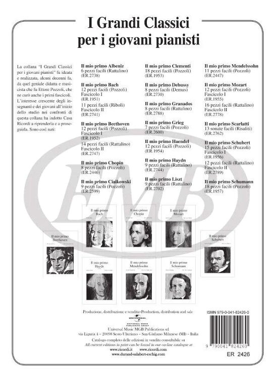 Bertini, Henri, Bertini, Enrico: 25 STUDI OP.137 COMPOSTI ESPRESSAMENTE PER LE PICCOLE MANI / (INTRODUZIONE AL 1 GRADO) / Ricordi / 1984 