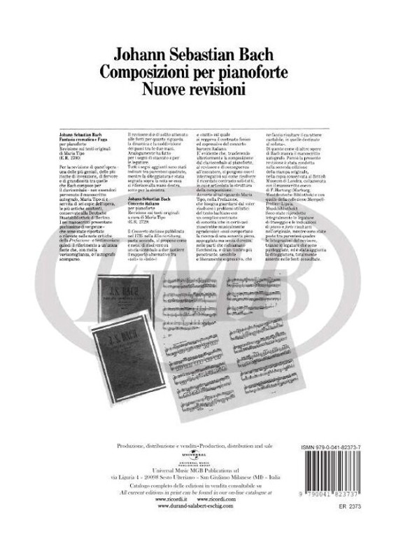 Bach, Johann Sebastian: PICCOLI PRELUDI E FUGHETTE, PER PIANOFORTE / (MUGELLINI-MONTANI) / Ricordi / 1979 