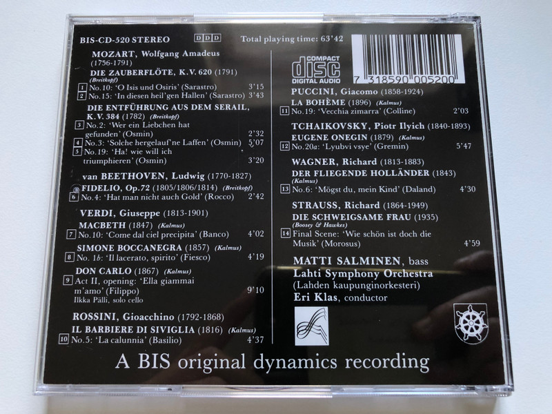 Matti Salminen (bass) - Opera Arias - Lahti Symphony Orchestra, Eri Klas / BIS Audio CD 1991 Stereo / BIS-CD-520