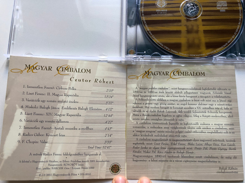 Czutor Róbert – Magyar Cimbalom / Hagyományok Háza Audio CD 2002 / HH-0010