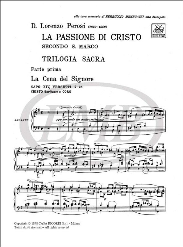 Perosi, Lorenzo: PASSIONE DI CRISTO SECONDO S.MARCO / Ricordi / 1984