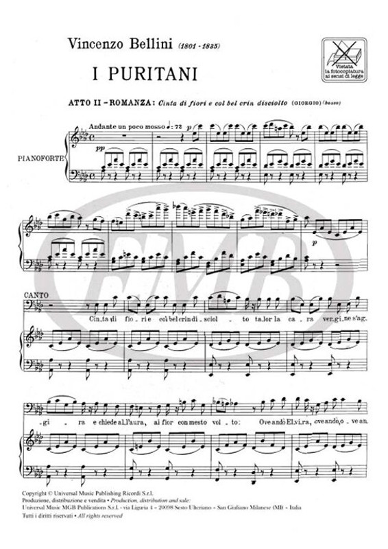 Bellini, Vincenzo: CINTA DI FIORI / Ricordi / 1984