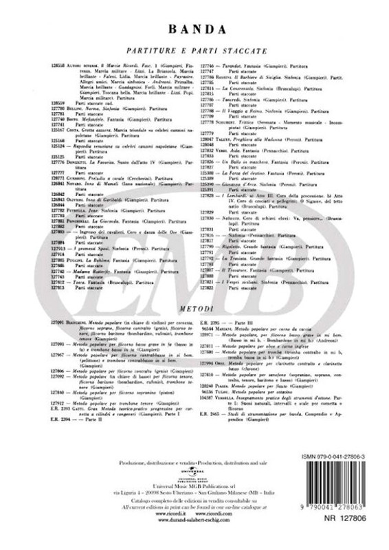 Bianchini, Guido: METODO POPOLARE PER FLICORNO CONTRALTO (GENIS) / RIORDINATO E RINOVATO DA ALAMIRO GIAMPIERI / Ricordi / 1984