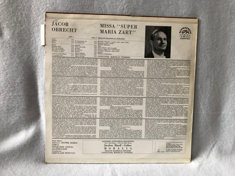 Jacob Obrecht, Prague Madrigal Singers, Miroslav Venhoda – Missa “Super Maria Zart”   Supraphon   1969 LP VINYL 1 12 0464