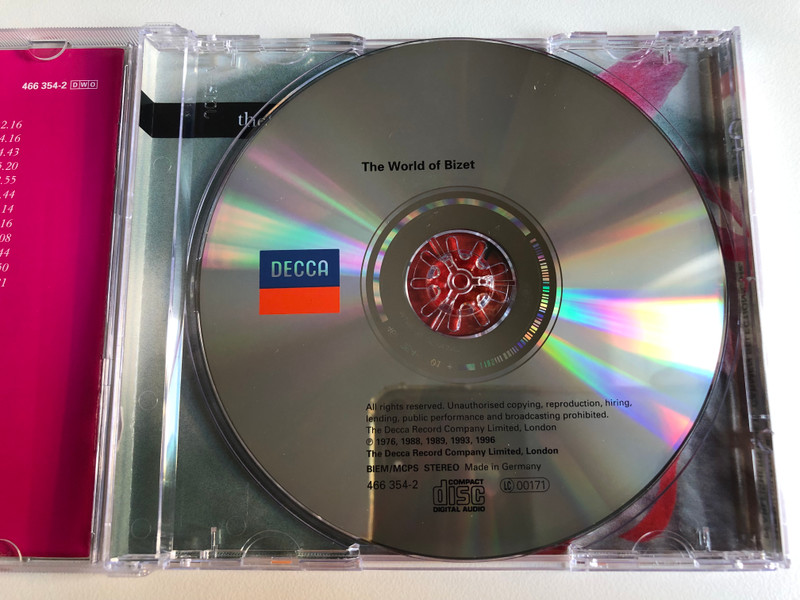 The World Of Bizet / Programme includes Pearfishers duet, Selections from Carmen including Habanera, Toreador Song, Seguidilla, Flower Song, L'Arlesienne Suite, Agnus Dei, Jeux d'enfants / Decca Audio CD 1999 Stereo / 466 354-2