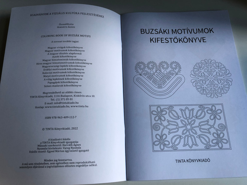 Buzsáki Motívumok Kifestőkönyve by Horváth Ágnes / Coloring Book of Buzsák Motifs / Tinta könyvkiadó 2022 / Paperback (9789634091127)