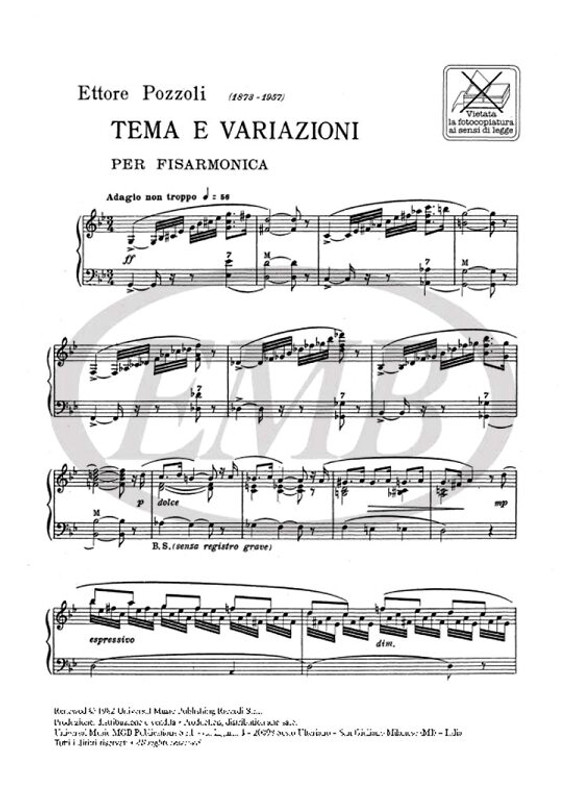 Pozzoli, Ettore: TEMA E VARIAZIONI / Ricordi / 1980