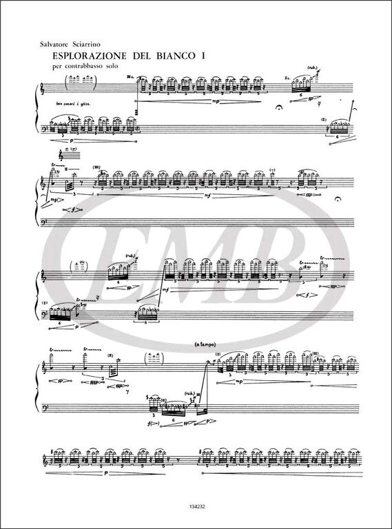 Sciarrino, Salvatore: ESPLORAZIONE DEL BIANCO I, PER CONTRABBASSO SOLO / Ricordi / 2002