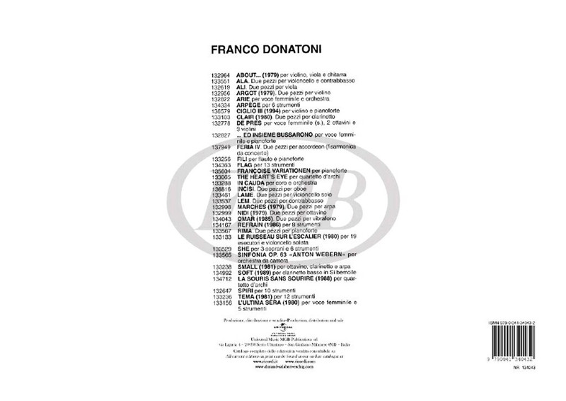 Donatoni, Franco: OMAR. 2 PEZZI PER VIBRAFONO (1985) / Ricordi