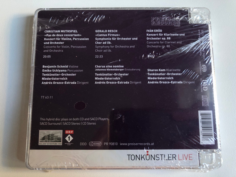 Zeitpunkte - Muthspiel, Resch, Erod - Andres Orozco-Estrada / Tonkunstler Live / Preiser Records Audio CD / PR 90810