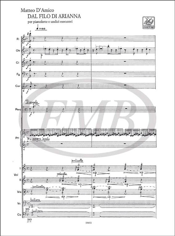 D'Amico, Matteo: DAL FILO D'ARIANNA PER PF. E 11 ESECUTORI / Ricordi / 1991