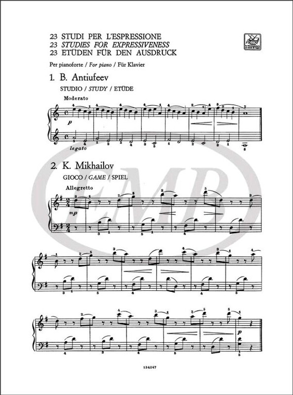 23 STUDI PER L'ESPRESSIONE DI AUTORI RUSSI E SOVIETICI / Ricordi / 1987