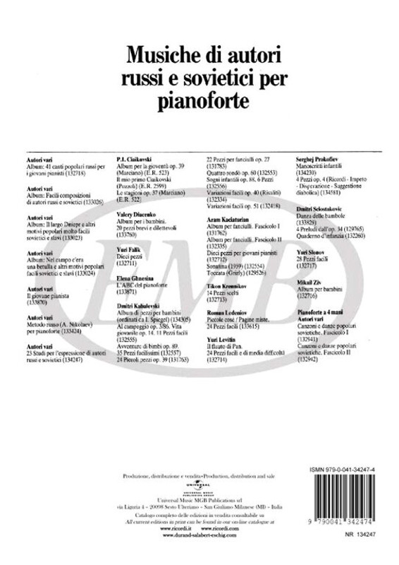 23 STUDI PER L'ESPRESSIONE DI AUTORI RUSSI E SOVIETICI / Ricordi / 1987