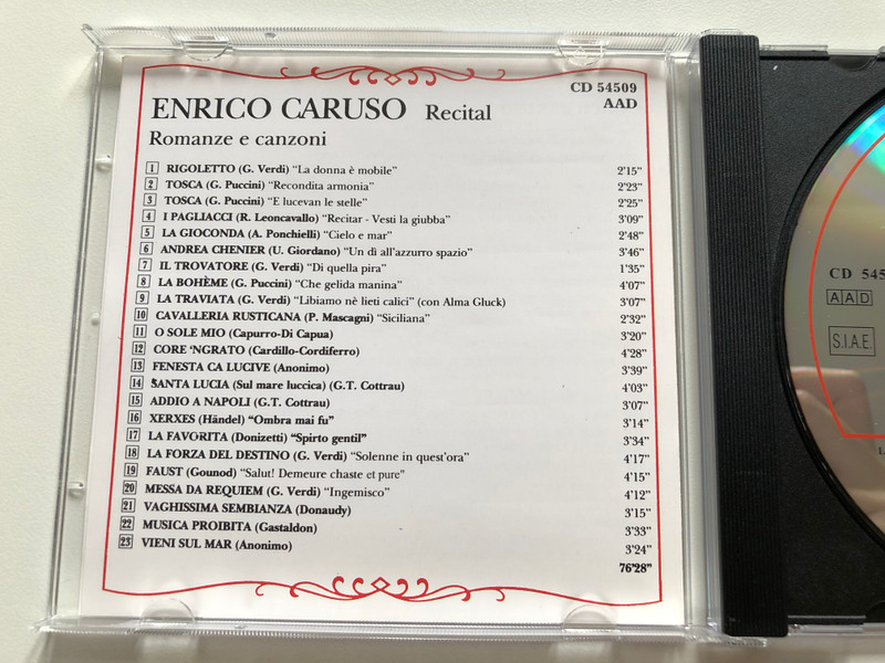 Enrico Caruso recital - Romanze e Canzoni / Opera Audio CD 1996 / CD 54509