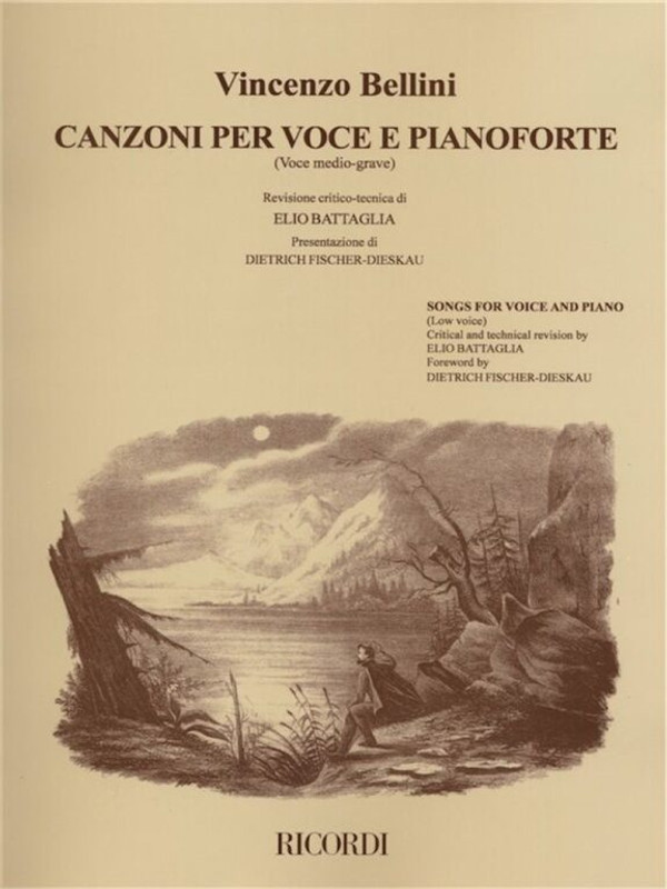 Bellini, Vincenzo: CANZONI, PER VOCE E PIANOFORTE: VOL. 2, VOCE GRAVE / REVISIONE CRITICO-TECNICA DI ELIO BATTAGLIA / Ricordi