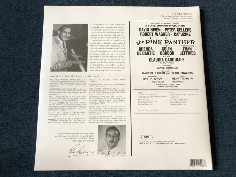 The Pink Panther - Music From The Film Score Composed By Henry Mancini / Deluxe Gatefold Edition. 180 Gram, HQ Virgin Vinyl / The Grammy Hall Of Fame Award Winning Soundtrack / DOL LP 2013 / DOL996HG