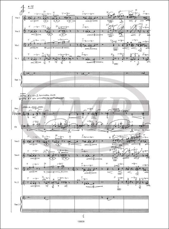 Romitelli, Fausto: Flowing Down Too Slow / Per Archi, Percussione E Due Campionatori (2001) Versione Per Orchestra D'Archi / Ricordi / 2011