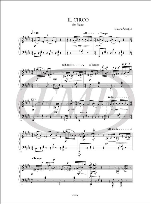 Zebeljan, I.: Il Circo / For Piano / Ricordi / 2009
