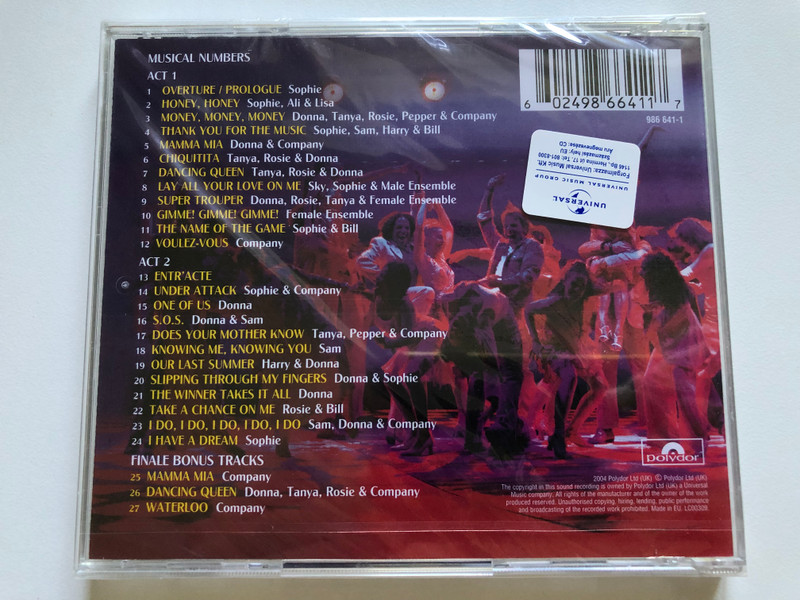Mamma Mia! - The Smash Hit Musical Based On Songs Of Abba / Special Edition. Original Cast Recording / 3 Bonus Tracks including Waterloo / The World's #1 Show! / Polydor Audio CD 2004 / 986 641-1