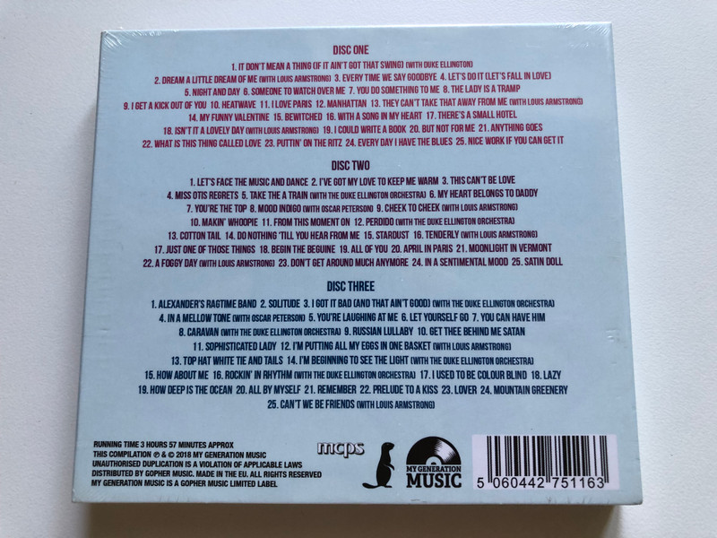Ella Fitzgerald – The First Lady Of Song / My Generation Music 3x Audio CD 2018 / MGM034
