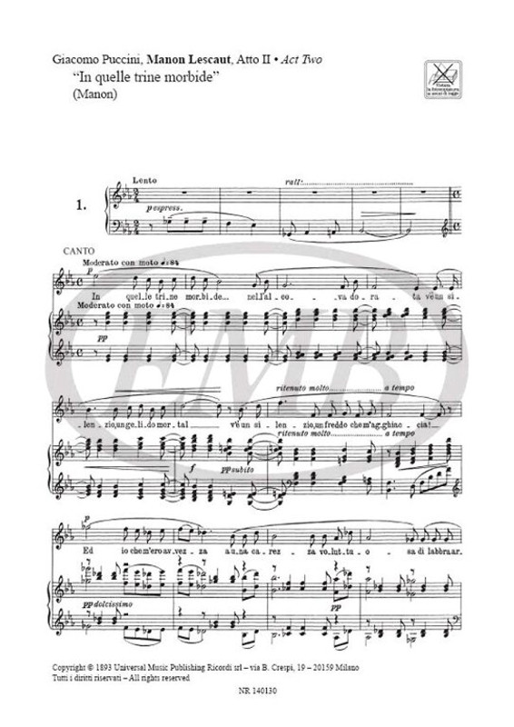 CANTOLOPERA: ARIE PER SOPRANO LIRICO, Vol. 2. 2 / Includes CD with instrumental & vocal versions / Sheet music and CD / Ricordi