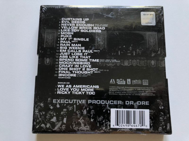 Eminem – Encore / Shady Collector's Edition. Exclusive packaging and photos / Featuring: 'Just Lose It', 'Mosh', 'Ass Like That', 'Like Toy Soldiers' Plus 3 Bonus Tracks / Aftermath Entertainment 2x Audio CD 2004 / 0602498646700