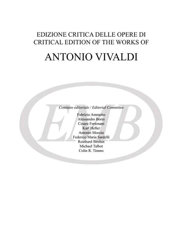 Vivaldi, Antonio: Concerto per Violino, Archi e BC, RV 259 Op. VI/2 / Ed. critica A. Borin / parts / Ricordi / 2017