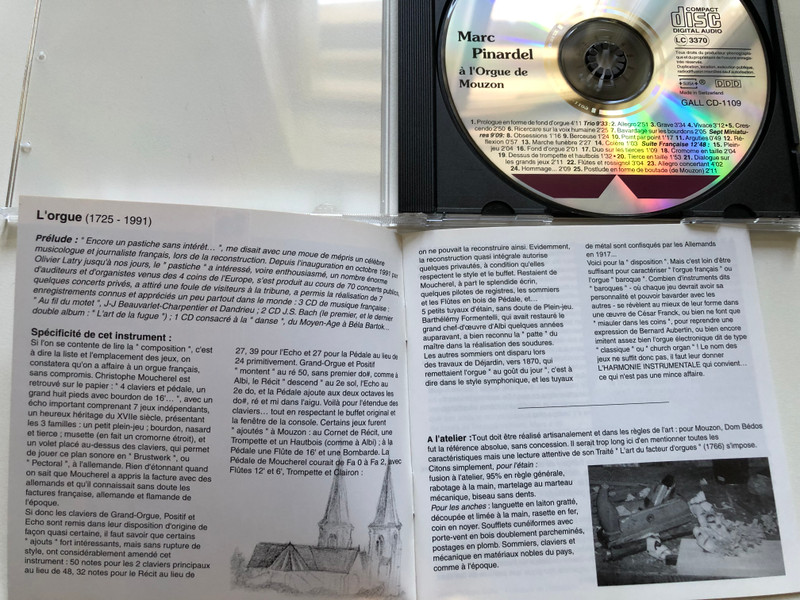 Improvisations - Marc Pinardel - À L'orgue De Mouzon / Gallo Audio CD 2002 / CD-1109
