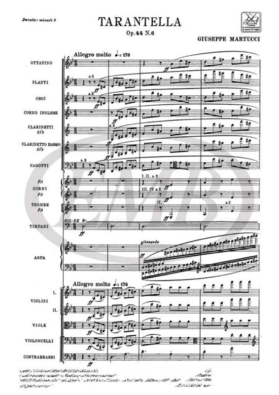 Martucci, Giuseppe: TARANTELLA OP.44 N.6 / PARTITURA / Ricordi / 1984