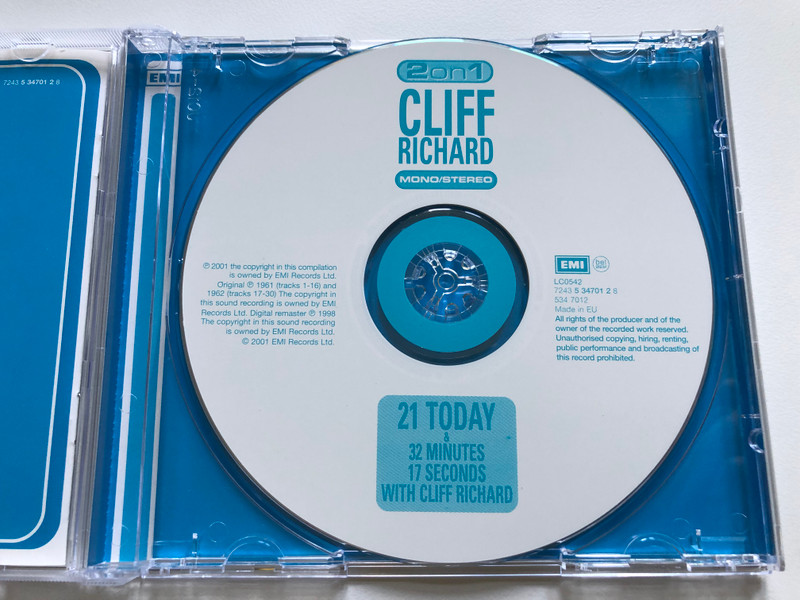 Cliff Richard – 21 Today & 32 Minutes & 17 Seconds With Cliff Richard / 2on1 / EMI Audio CD 2001 / 724353470128