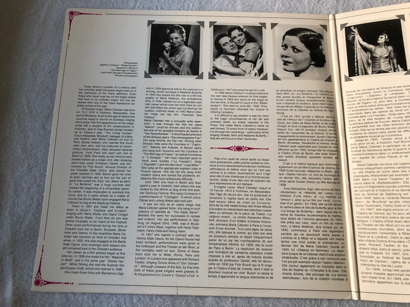 Maria Cebotari - Soprano  BASF Systems  1973 LP VINYL KBF 21483