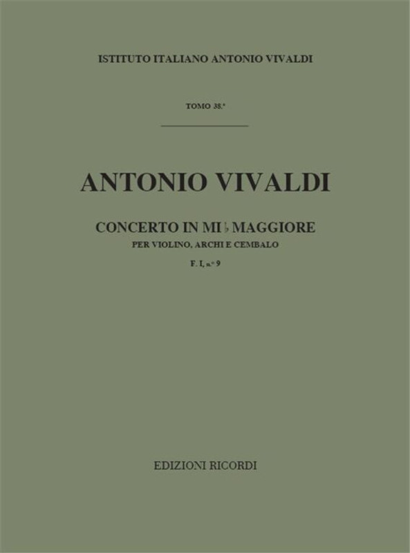 Vivaldi, Antonio: CONC. PER VL., ARCHI E B.C.: IN MI BEM. RV 254 - F.I/9 / Ricordi / 1984