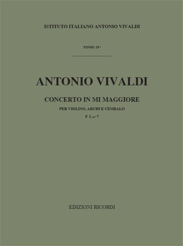Vivaldi, Antonio: CONC. PER VL., ARCHI E B.C.: IN MI RV 268 - F.I/7 / Ricordi / 1984