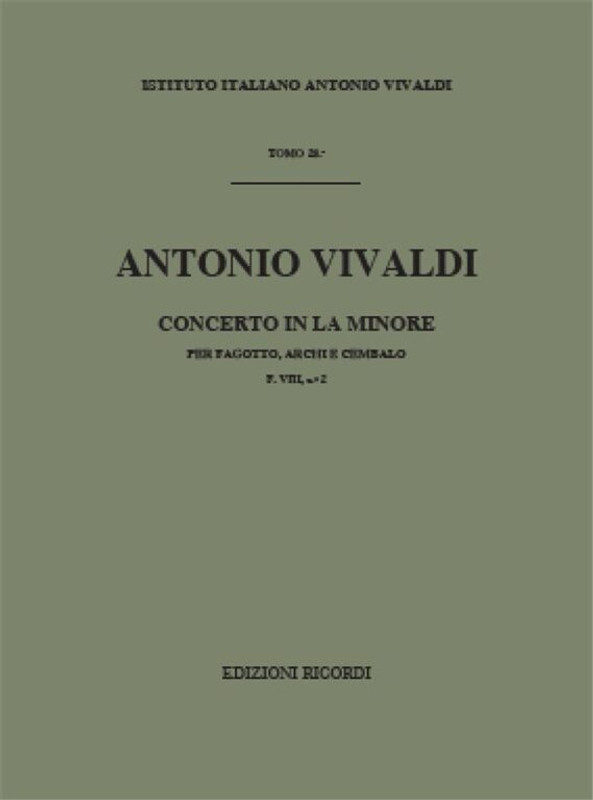 Vivaldi, Antonio: CONC. PER FG., ARCHI E B.C.: IN LA MIN. RV 498 - F.VIII/2 / score / Ricordi
