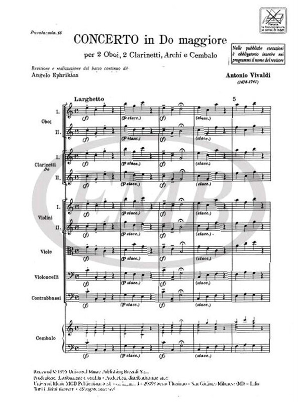 Vivaldi, Antonio: CONC. PER ARCHI E B.C.: IN SOL MIN. RV 155 - F.XI/6 / Ricordi / 1984