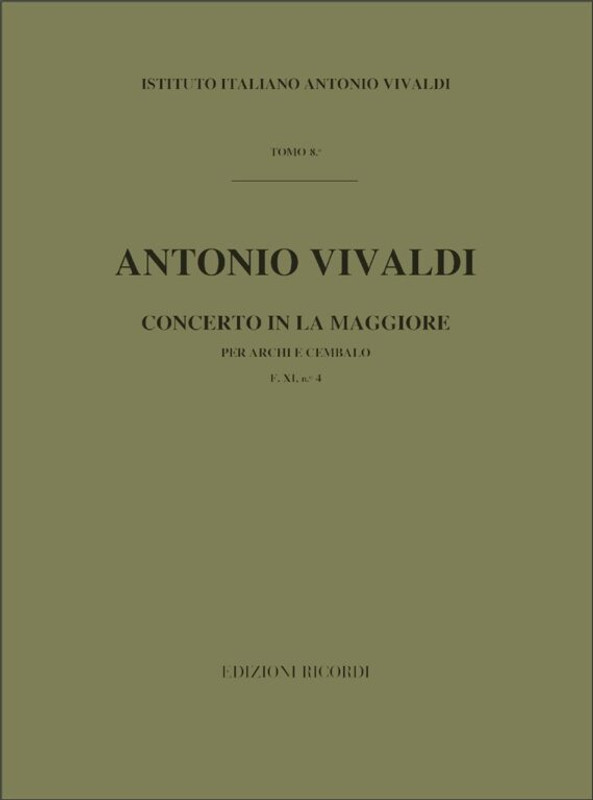 Vivaldi, Antonio: CONC. PER ARCHI E B.C.: IN LA RV 158 - F.XI/4 / Ricordi / 1984