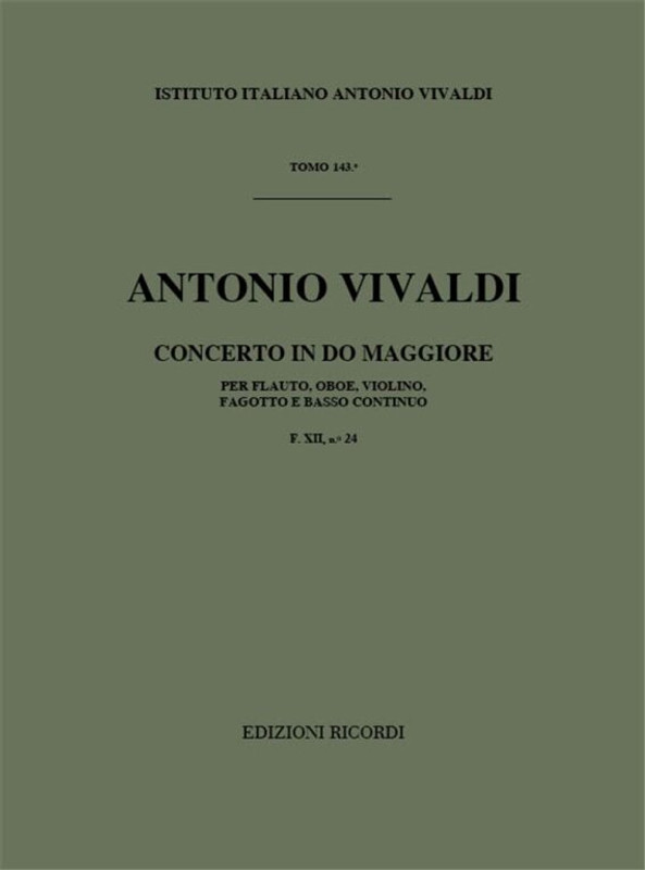 Vivaldi, Antonio: CONC. PER STRUM. DIVERSI E B.C.: IN DO PER FL., OB., VL. E FG. RV 88 - F.XII/24 / Ricordi / 1984