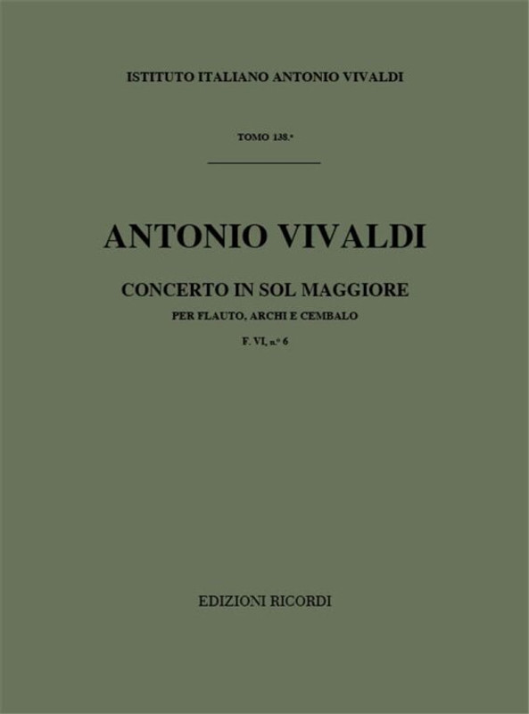 Vivaldi, Antonio: CONC. PER FL., ARCHI E B.C.: IN SOL RV 438 - F.VI/6 / Ricordi / 1984